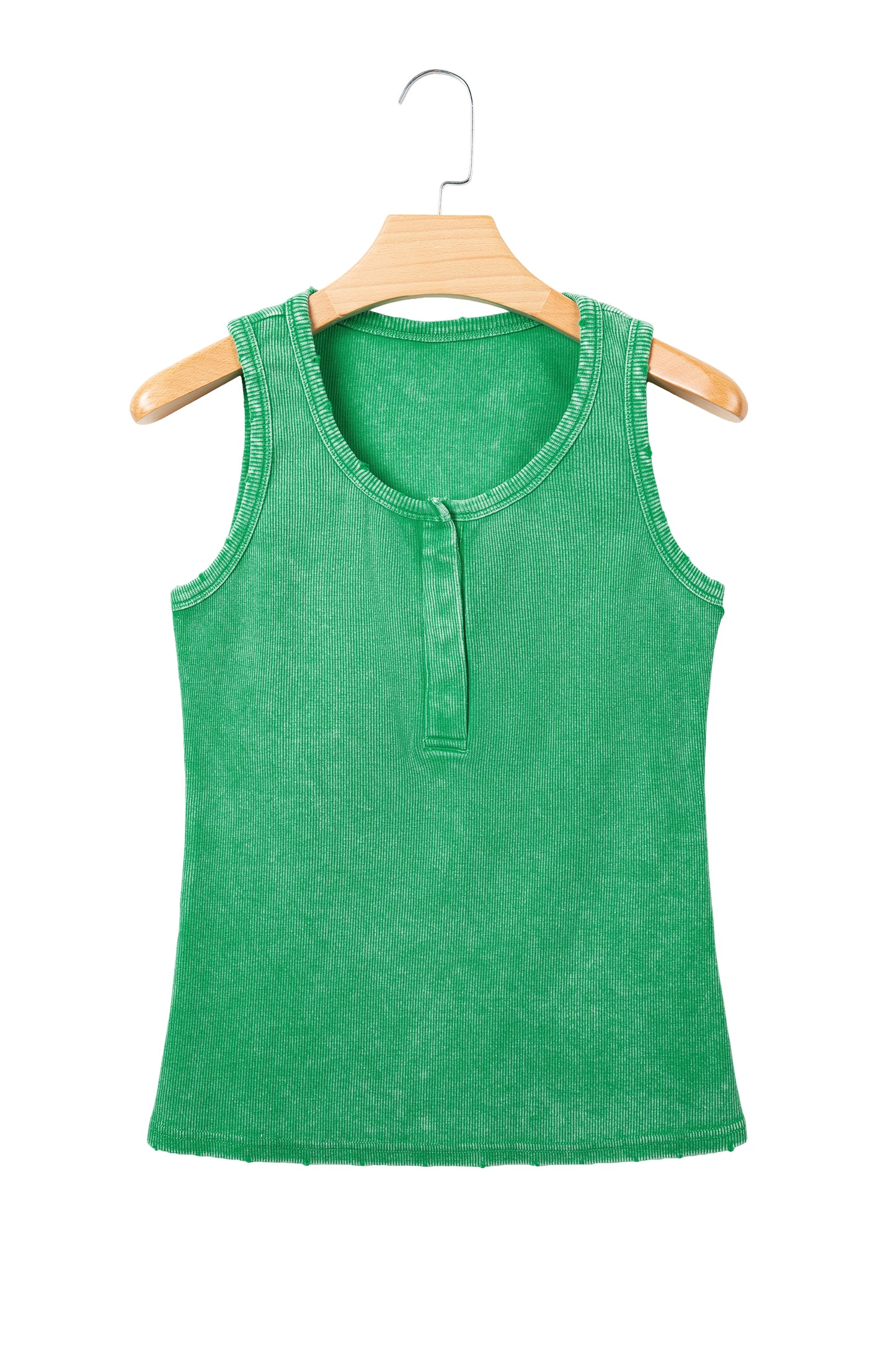 Blue Vintage Distressed Ribbed Mineral Wash Tank Top