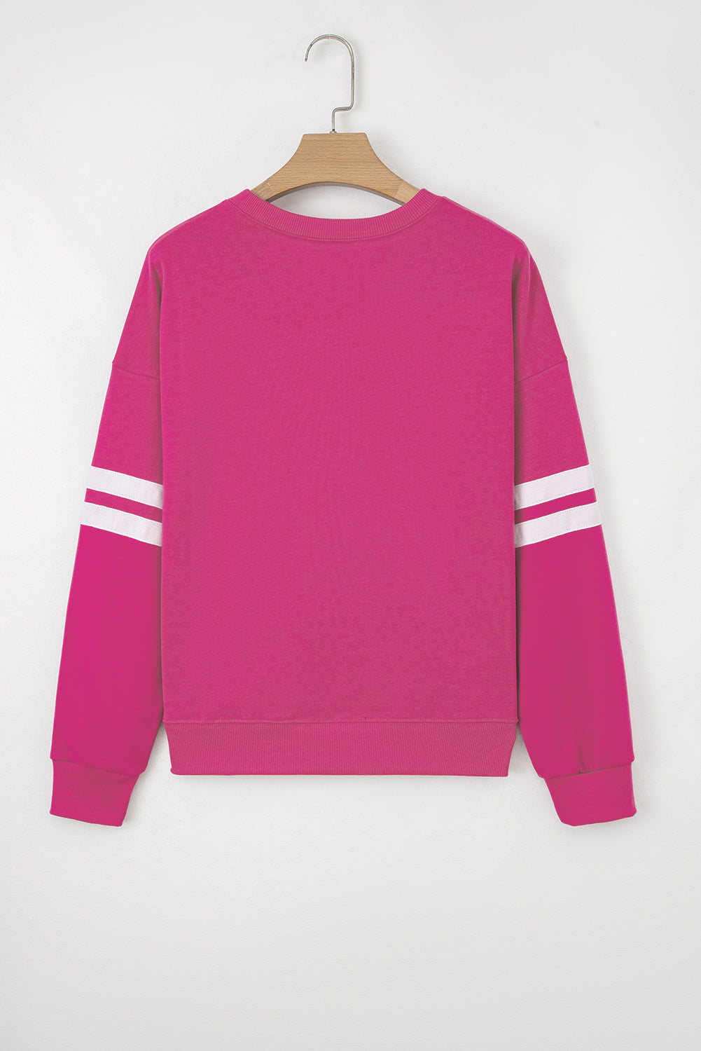 Light French Beige Varsity Striped Detail Drop Shoulder Oversized Sweatshirt