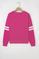 Light French Beige Varsity Striped Detail Drop Shoulder Oversized Sweatshirt
