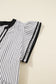 Black Stripe Contrast Trim V Neck Flutter Sleeve Casual Long Dress