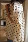 Beige Polka Dot Print Loose Dolman Shirt