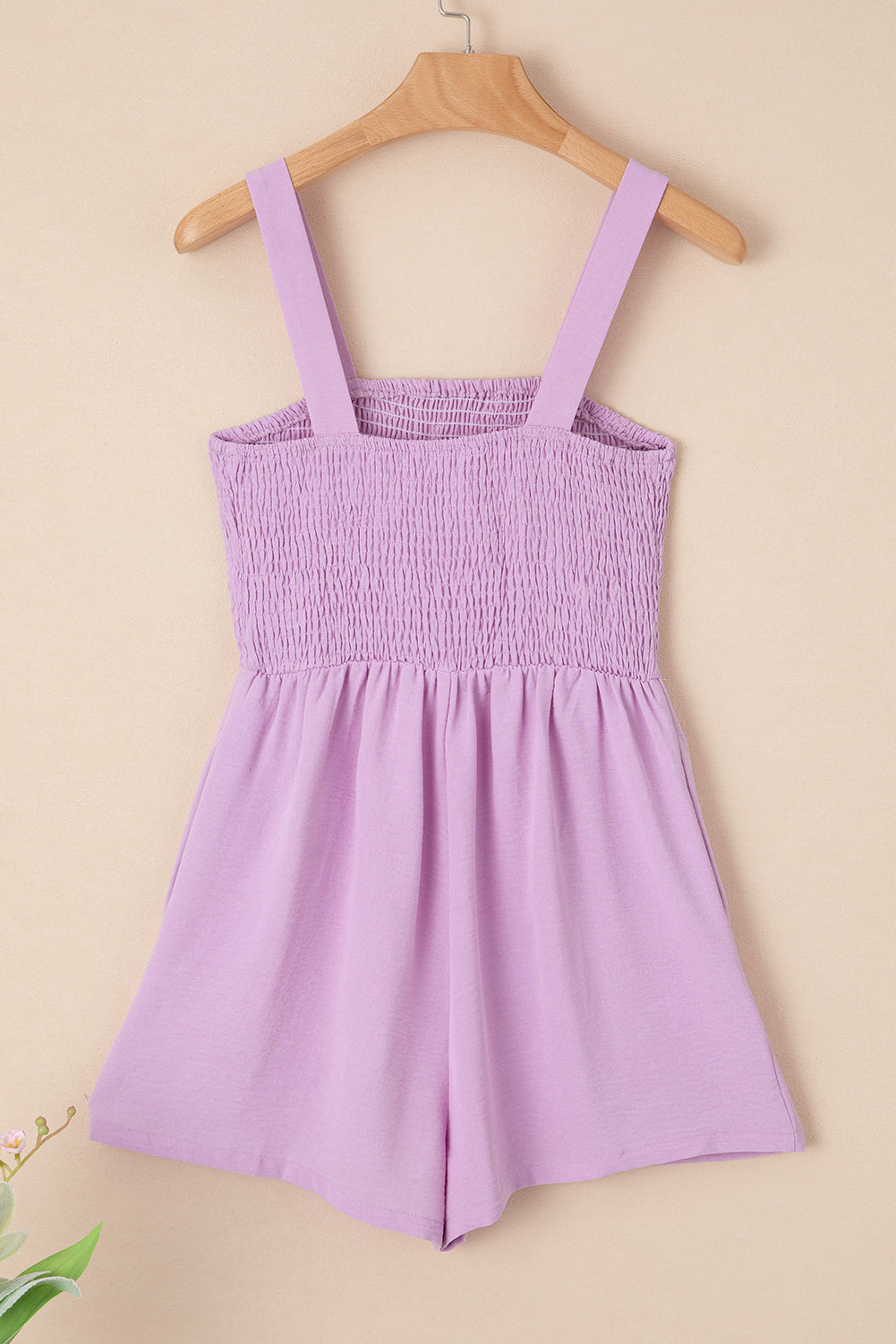 Green Casual Pocketed Smocked Sleeveless Romper
