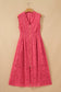Coral Floral Lace Overlay Zip Up V Neck Smocked Waist Sleeveless Dress