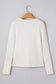Beige Thermal Knit Lace Ruched Patchwork Long Sleeve V Neck Top