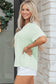 Grapefruit Orange Waffle V Neck Short Sleeve Knit Top