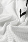 White Textured Knit Preppy Striped Trim V Neck Pullover Waffle Top
