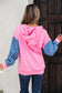 Parchment Checkered Patchwork Kangaroo Pocket Half Zipper Hoodie