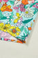 Sky Blue Floral Print Split Neck Button Front Flutter Sleeve Blouse