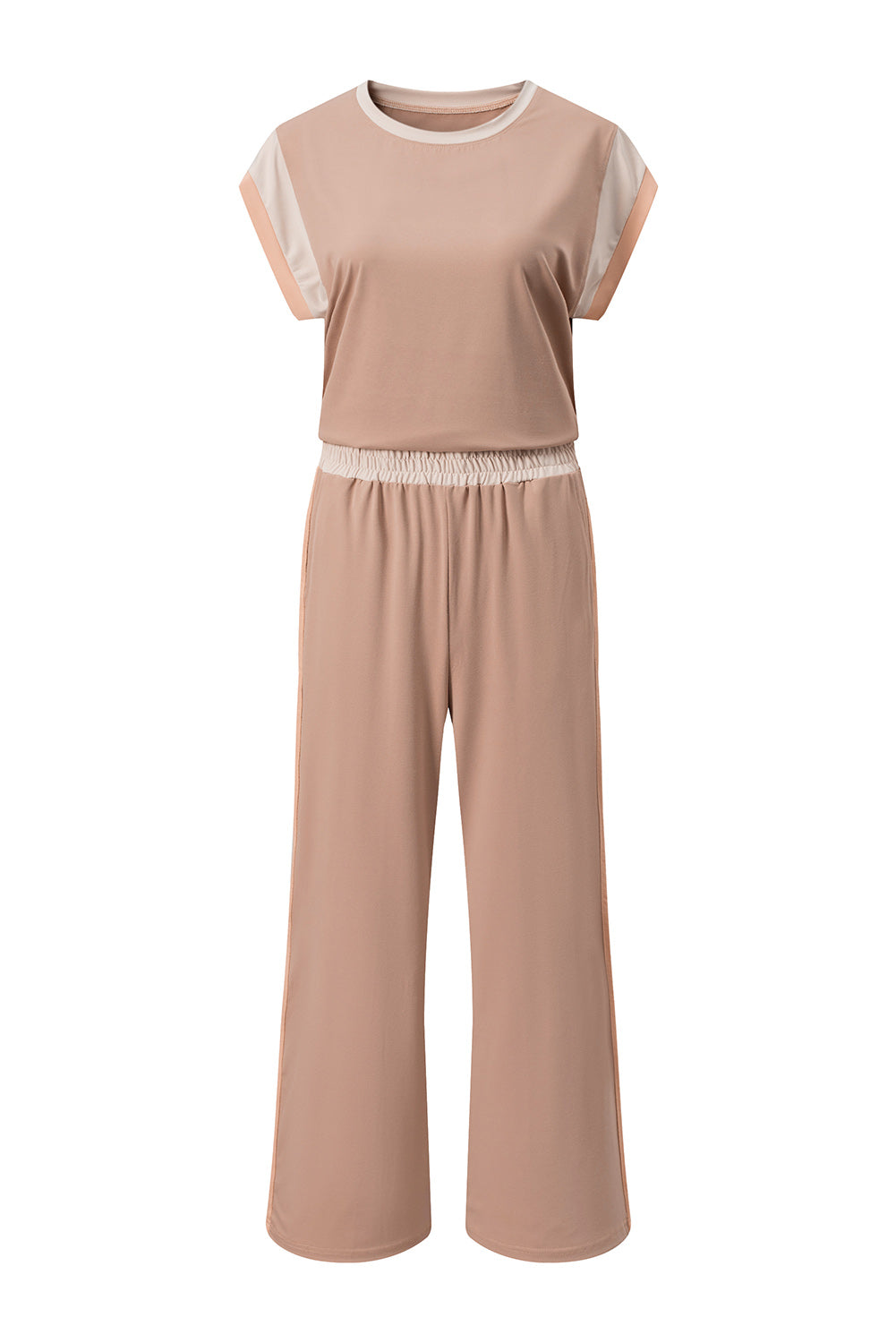 Dark Green Color Block Detail Casual Two-piece Set