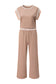 Dark Green Color Block Detail Casual Two-piece Set