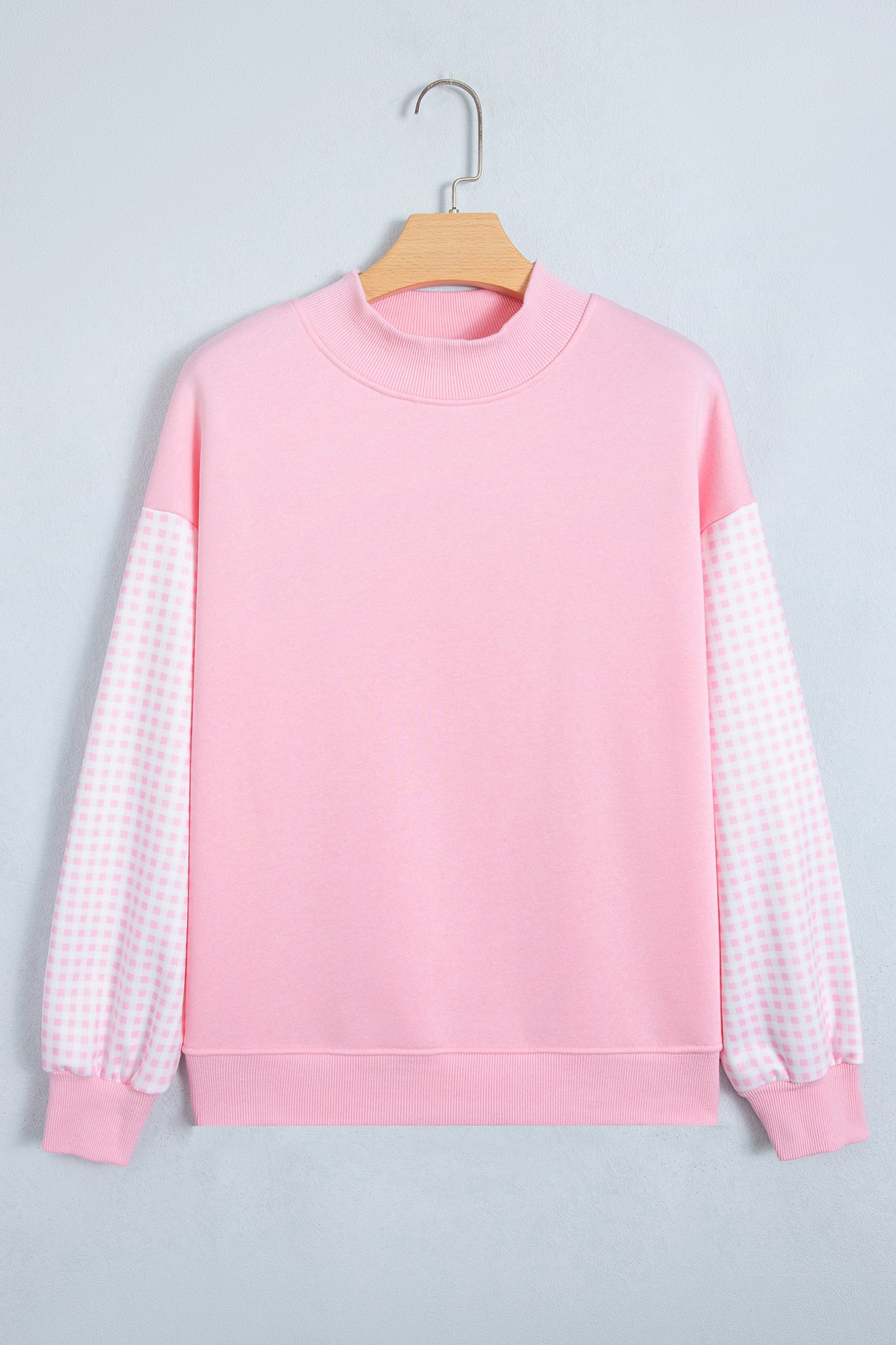 Black Plaid Sleeve Colorblock Loose Tunic Sweatshirt