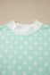 Sky Blue Polka Dot Print Color Block Trim Mock Neck Short Set