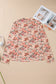 Pink Plus Size Floral Mock Neck Long Sleeve Slim Top