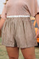 Sky Blue Contrast Trim Plaid Print Plus Size Shorts