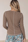 Banana Cream V Neck Ribbed Stitched Detail Long Sleeve Top