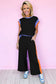 Dark Green Color Block Detail Casual Two-piece Set