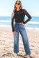 Stone Blue Star Patchwork Cropped Wide Leg High Waist Jeans