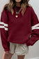 Tillandsia Purple Varsity Striped Detail Drop Shoulder Oversized Sweatshirt