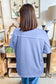 Sky Blue Flower Patched Exposed Stitching Trim Crew Neck Loose Tee