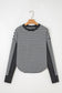 Black Stripe Thermal Knit Drop Shoulder Casual Top
