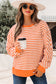 Red Stripe Exposed Seam Drop Shoulder Casual Pullover Top