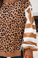Khaki Stripe Color Block Patchwork Leopard Casual Sweatshirt with Slits
