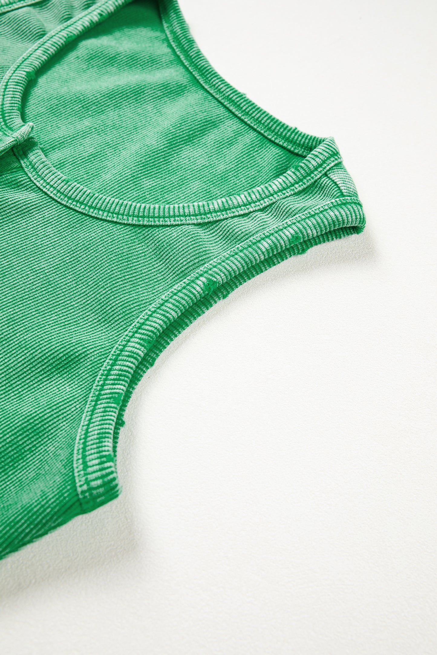 Blue Vintage Distressed Ribbed Mineral Wash Tank Top