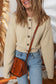 Beige Button Front Cropped Cardigan Sweater