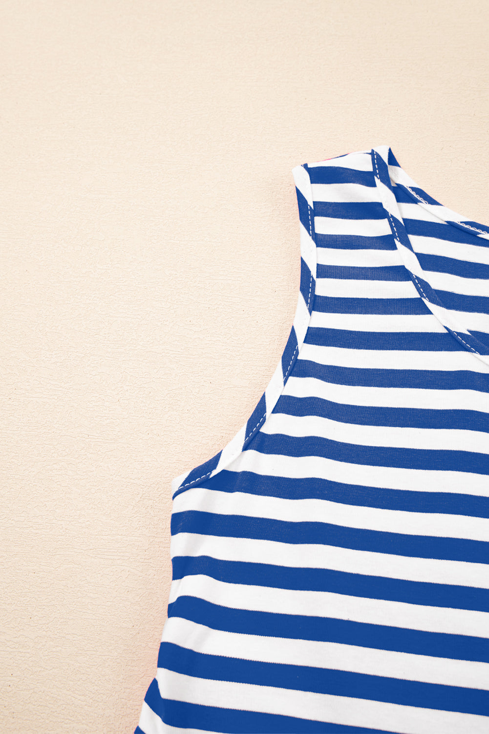Sky Blue Stripe U Neck Sleeveless Loose Fit Mini Dress