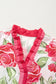 Rose Plus Size Floral Print Frilled Stripes Detail Short Sleeve Blouse