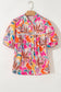 Rose Tropical Vacation Vibe Printed Button Up Short Sleeve Shirt