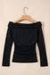 Black Floral Lace Off-shoulder Long Sleeve Slim Top
