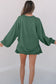 Mist Green Corded Lantern Sleeve Top High Waist Ruffled Mini Skirt Set
