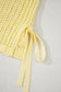 Yellow Cream Hollow-out Crochet Side Tied Short Sleeve Sweater