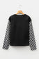 Black Plaid Textured Contrast Checkered Patchwork Long Sleeve Top