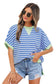 Pink Stripe Contrast Trim Loose Short Sleeve Top