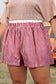 Sky Blue Contrast Trim Plaid Print Plus Size Shorts