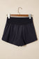 White Solid Color Ribbed Patchwork High Waist Athletic Shorts