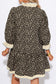 Black Leopard Print Striped Color Block Trim V Neck Bracelet Sleeve Mini Dress