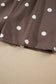 Brown Polka Dot Ribbed Trim Long Sleeve Top Casual Short Set