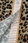 Khaki Contrast Striped Trim V Neck Leopard Shirt