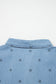 Beau Blue Star Allover Print Double Chest Pocket Short Sleeve Denim Shirt