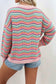 Multicolour Casual Chevron Striped Drop Shoulder Sweater