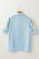 Sky Blue Floral Ric Rac Edge Puff Sleeve Button Up Summer Shirt