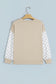 Khaki Polka Dot Patchwork Sleeve Crew Neck Loose Pullover Sweatshirt