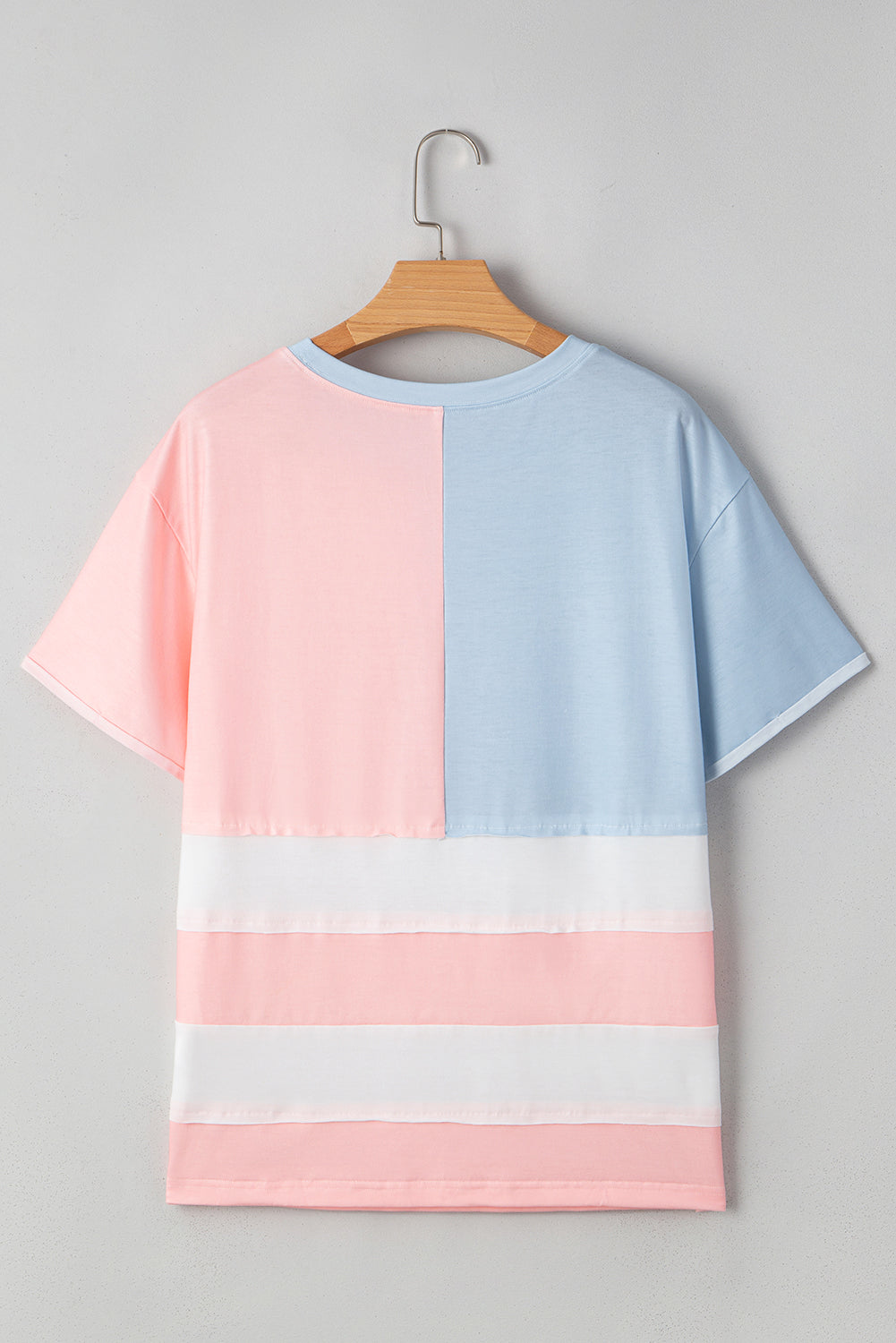 Pink Stars and Stripes Printed Crewneck Independence Day T Shirt