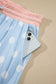 Sky Blue Polka Dot Contrast Trim Long Sleeve Top Drawstring Shift Pants Set