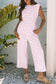 Rose Stripe Casual Wide Leg 2pcs Pants Set