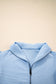 Beau Blue Textured Ruffled Sleeve Zipped Top and Wide Leg Pants Set