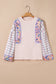 Delicacy Ricrac Trim Floral Plaid Patchwork Puff Sleeve Blouse